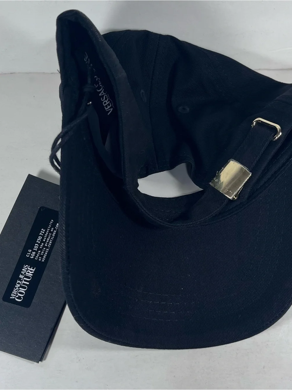 VERSACE JEANS COUTURE Black Adjustable Baseball Cap Hat Men’s OS One Size NWT
